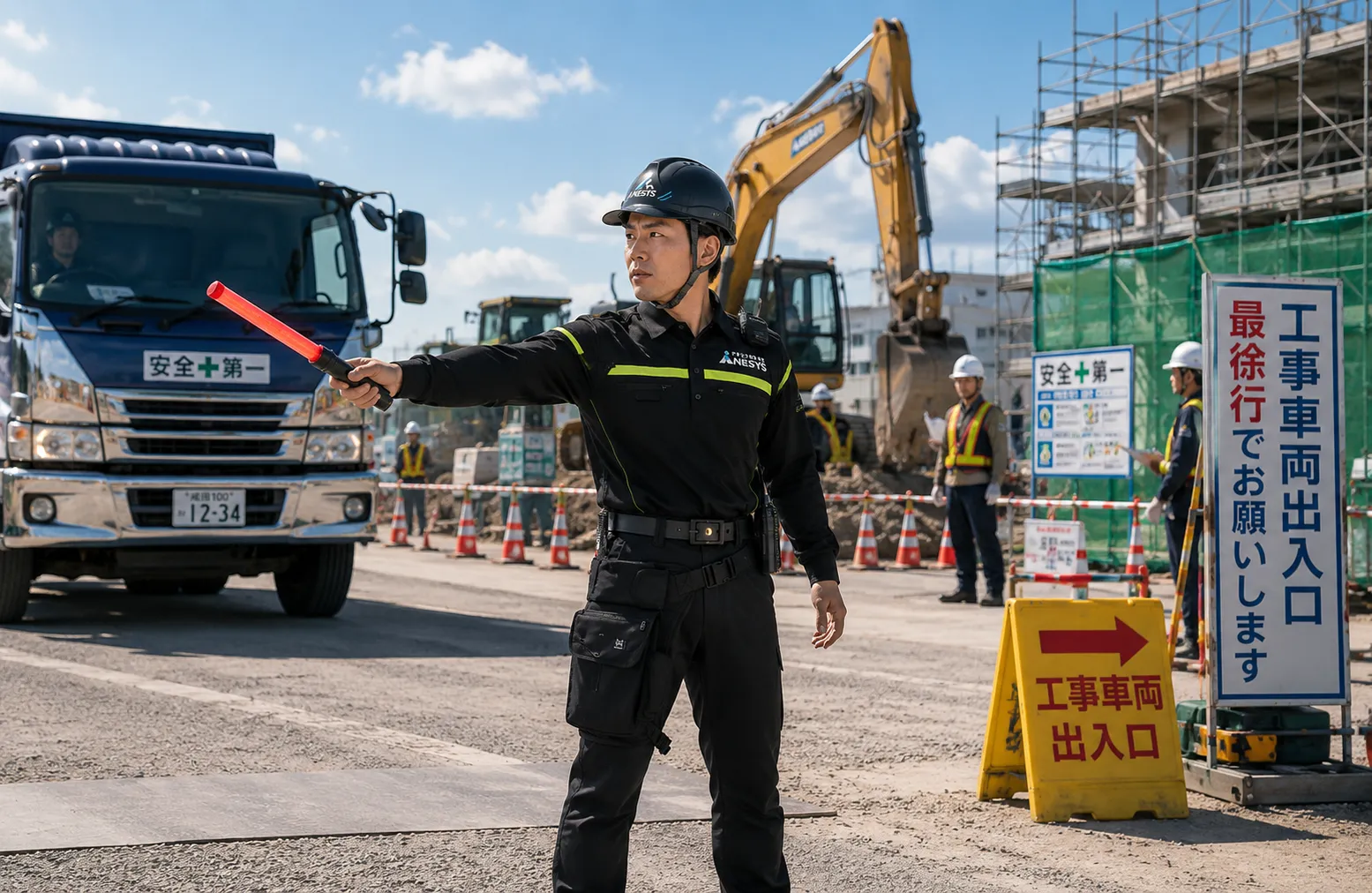 建設現場での交通誘導